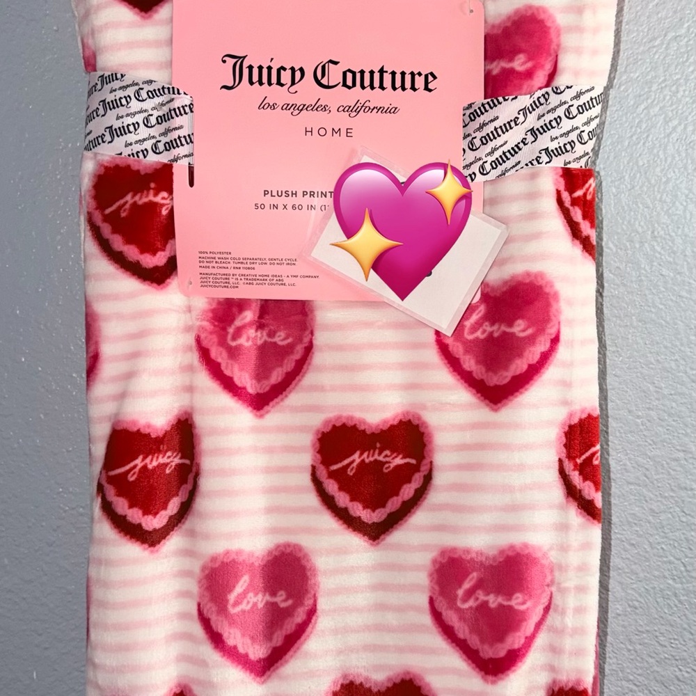 Juicy Couture Red and Pink Heart Throw